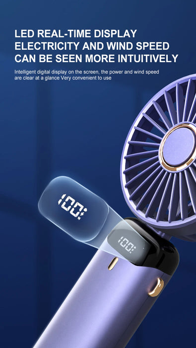 Tragbarer faltbarer USB-Mini-Ventilator | 5 Geschwindigkeiten, zum Umhängen, wiederaufladbar, freihändig
