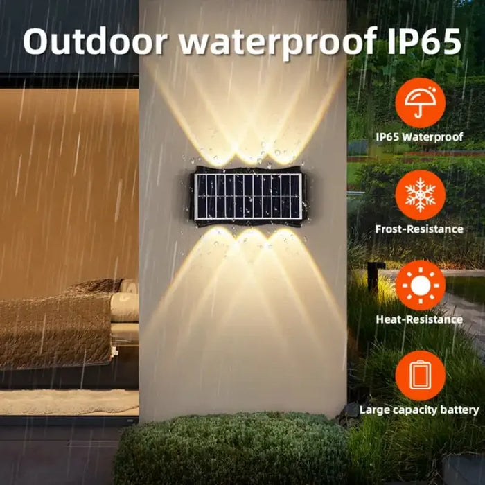 SunGlow - Lámpara Solar LED de Pared Impermeable con Doble Haz