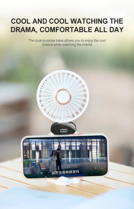 Tragbarer faltbarer USB-Mini-Ventilator | 5 Geschwindigkeiten, zum Umhängen, wiederaufladbar, freihändig