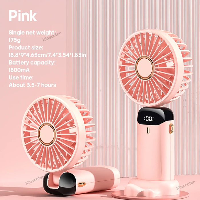 Tragbarer faltbarer USB-Mini-Ventilator | 5 Geschwindigkeiten, zum Umhängen, wiederaufladbar, freihändig
