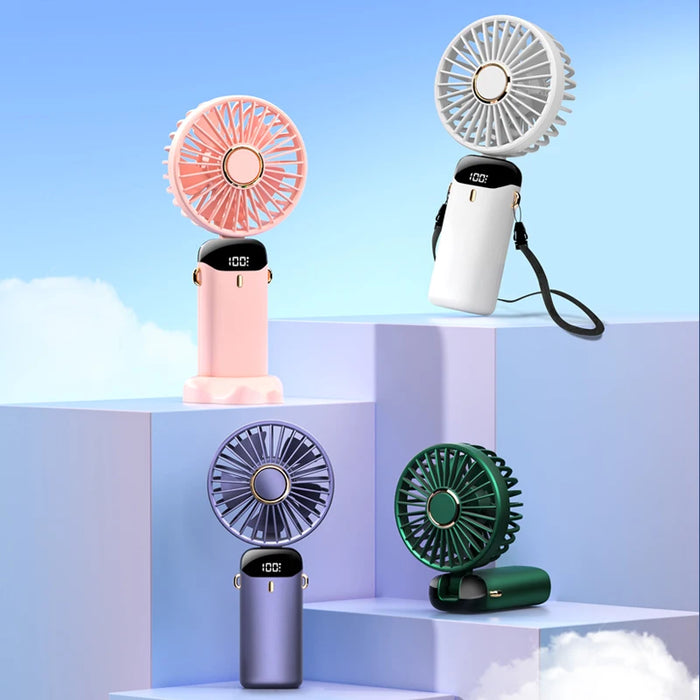 Tragbarer faltbarer USB-Mini-Ventilator | 5 Geschwindigkeiten, zum Umhängen, wiederaufladbar, freihändig