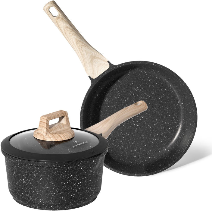 Set Sartén y Cacerola Granito Just Perfecto 3 Piezas 20/24cm – Antiadherente Negro