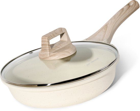 Set 2 Sartenes Granito 24cm Just Perfecto – Antiadherente Beige con Mango Madera