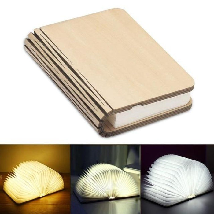 Lámpara LED portátil de 5V en 3 colores para decoración del hogar Luz LED creativa 3D de madera, recargable vía USB, magnética, plegable, para mesa de escritorio